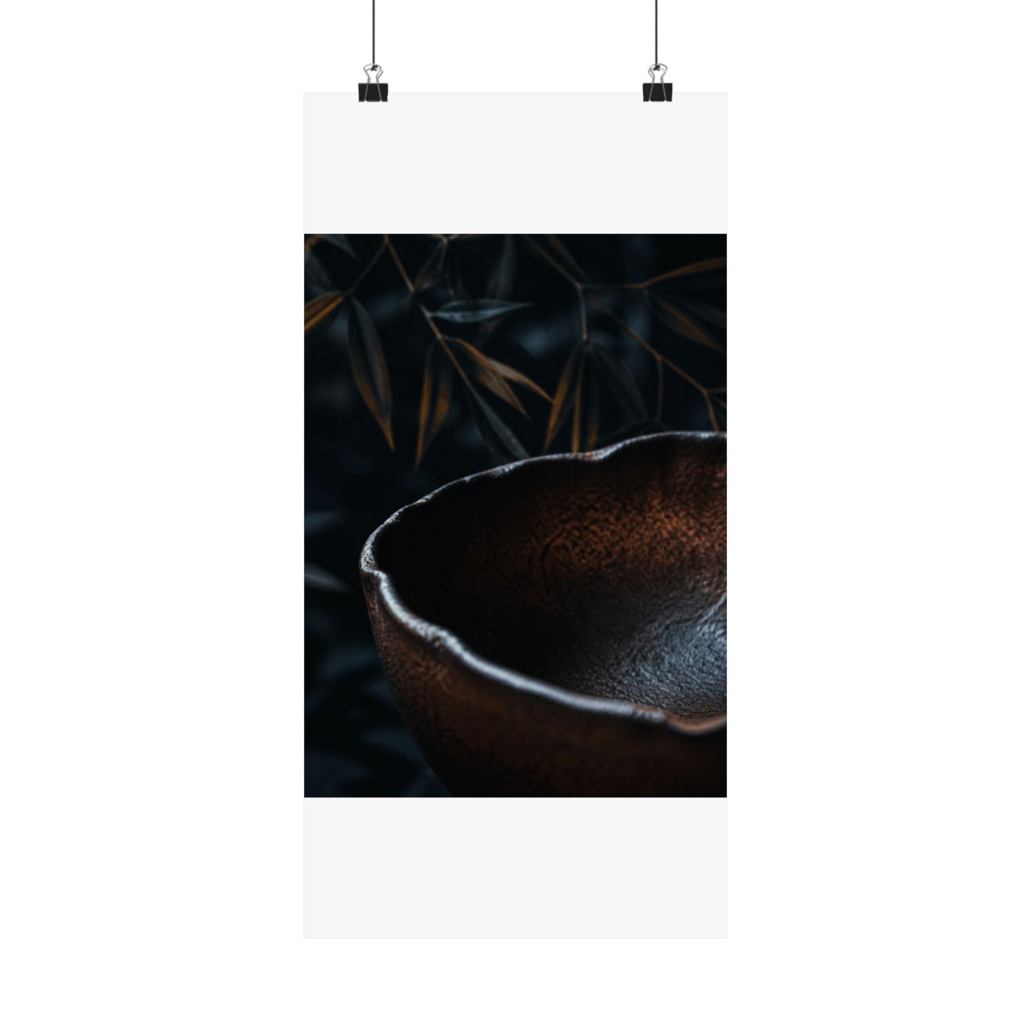 Moonlight Ceramic Bowl Wall Art Print - Dark Japandi Kanso