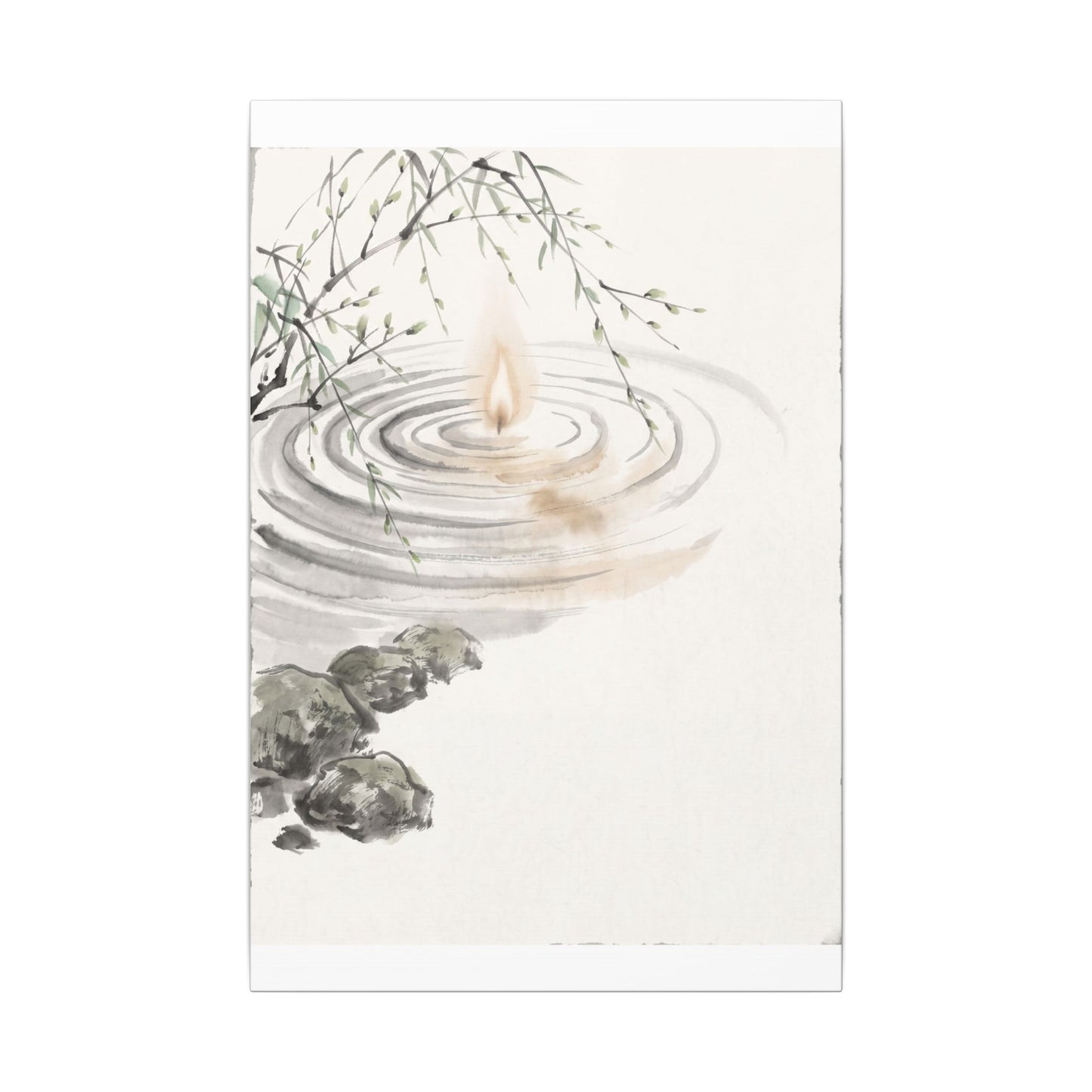 Water Ripple Sumi E Canvas Art | Tranquil Zen Art