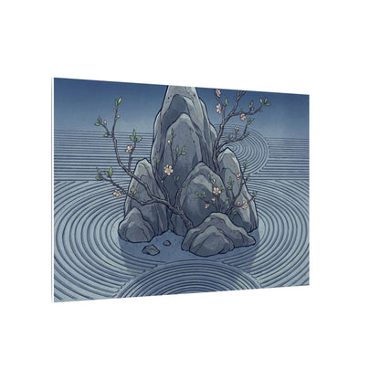 Spring Rock Garden Ukiyo E Inspired Canvas Art | Tranquil Decor