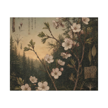 Spring Cherry Blossom Herbarium Canvas Art | Nostalgic Decor