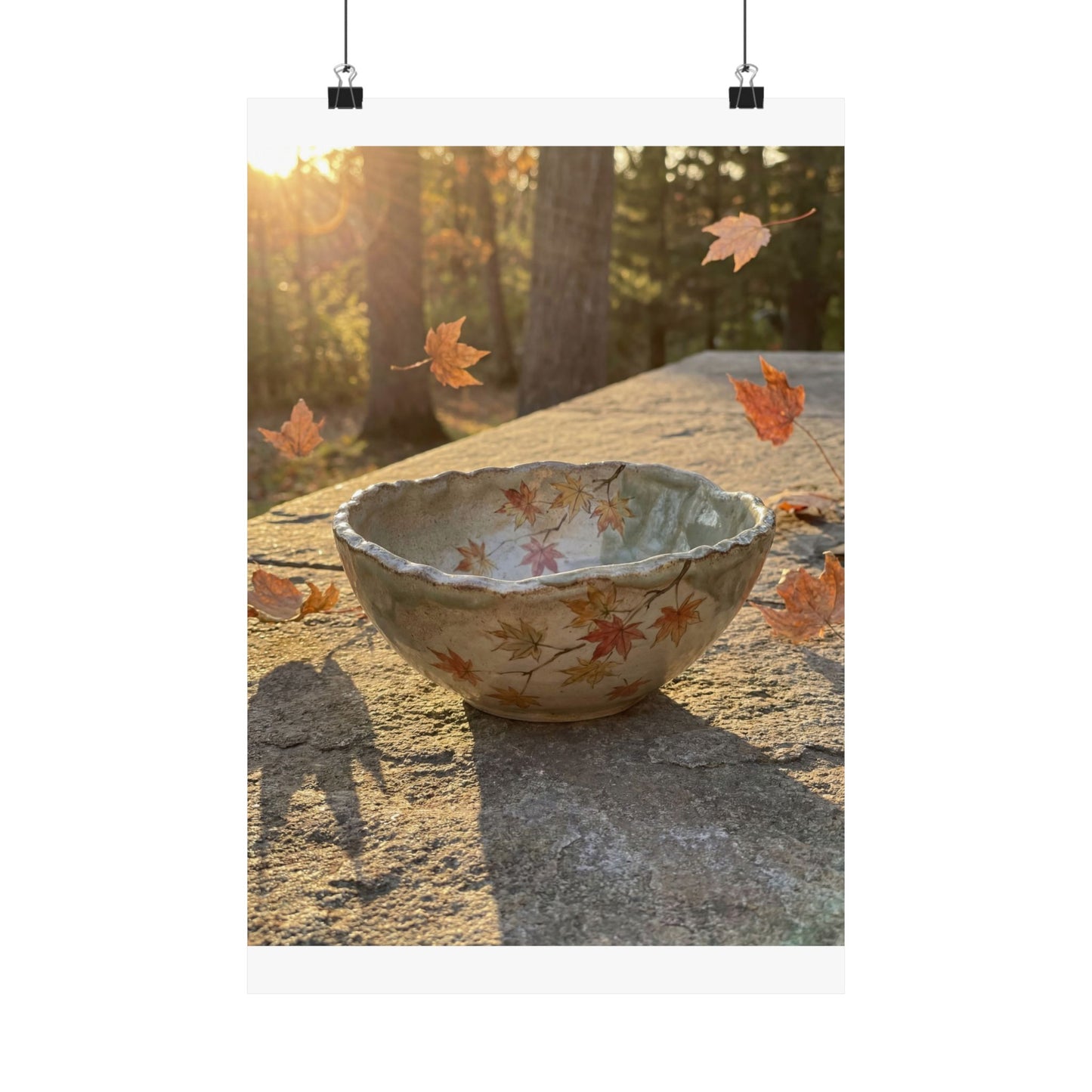 Warm Ceramic Bowl Wall Art Print - Japanese Pattern Japandi Art Print