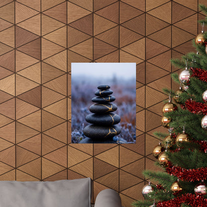 Kintsugi River Stones in Overcast | Broken Beauty Wall Art Print