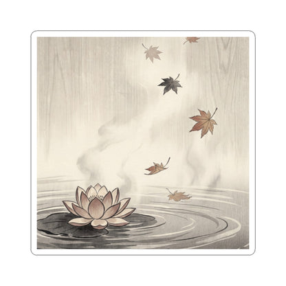 Tranquil Lotus Flower Sticker - Ukiyo E Inspired Zen Art Print