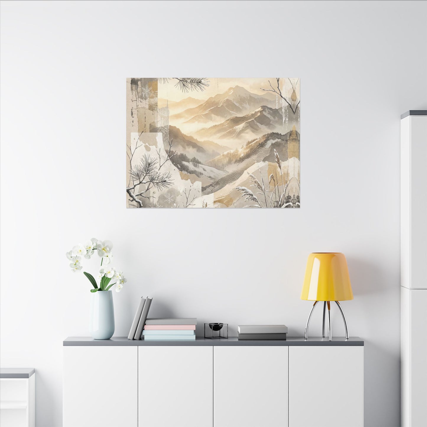Shibui Mountain Mist Canvas Art - Japandi Japanese Pattern