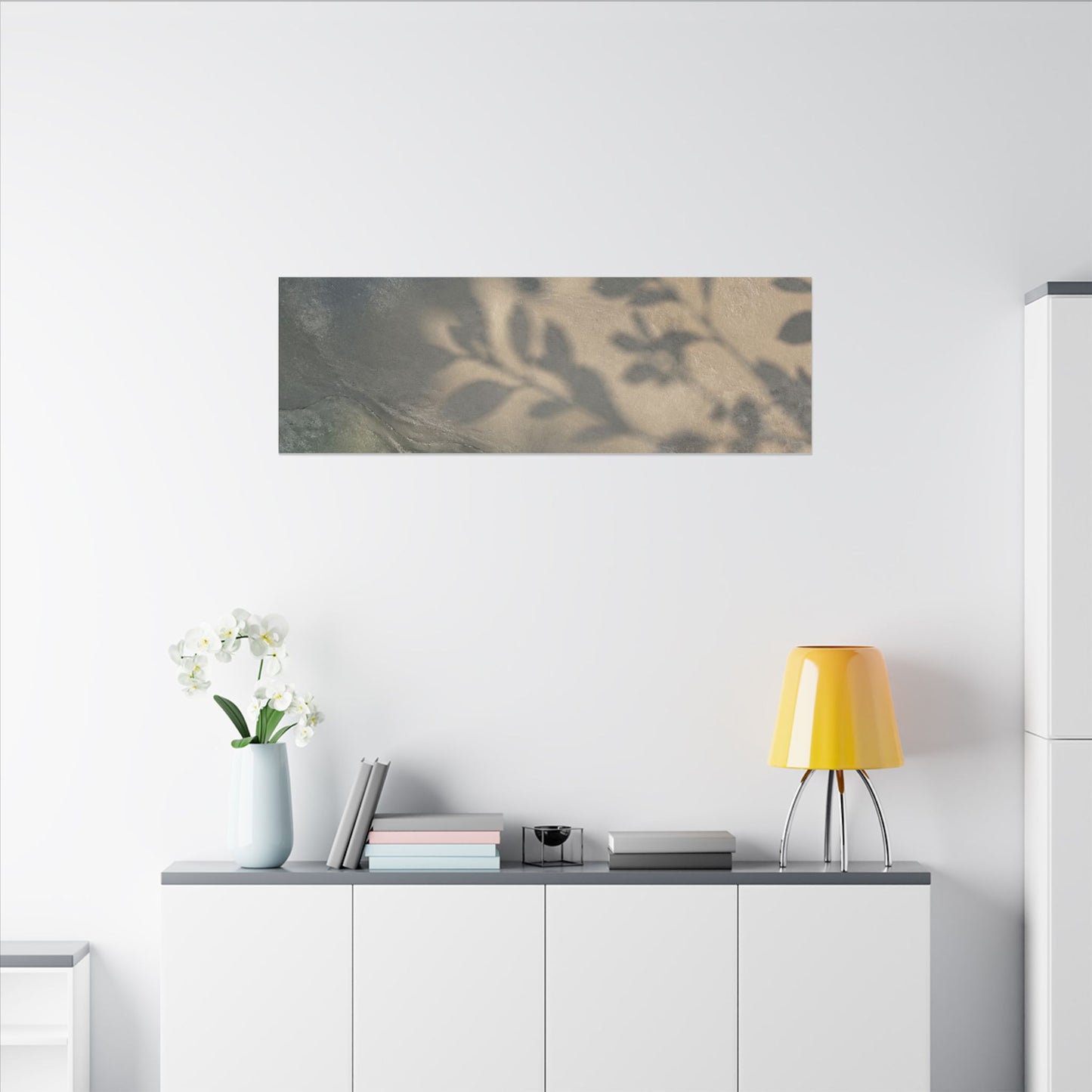 Japandi Shadow Play in Moonlight | Texture Canvas Art