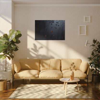 Autumn Cherry Blossom Charcoal Ink Canvas Art | Atmospheric Decor