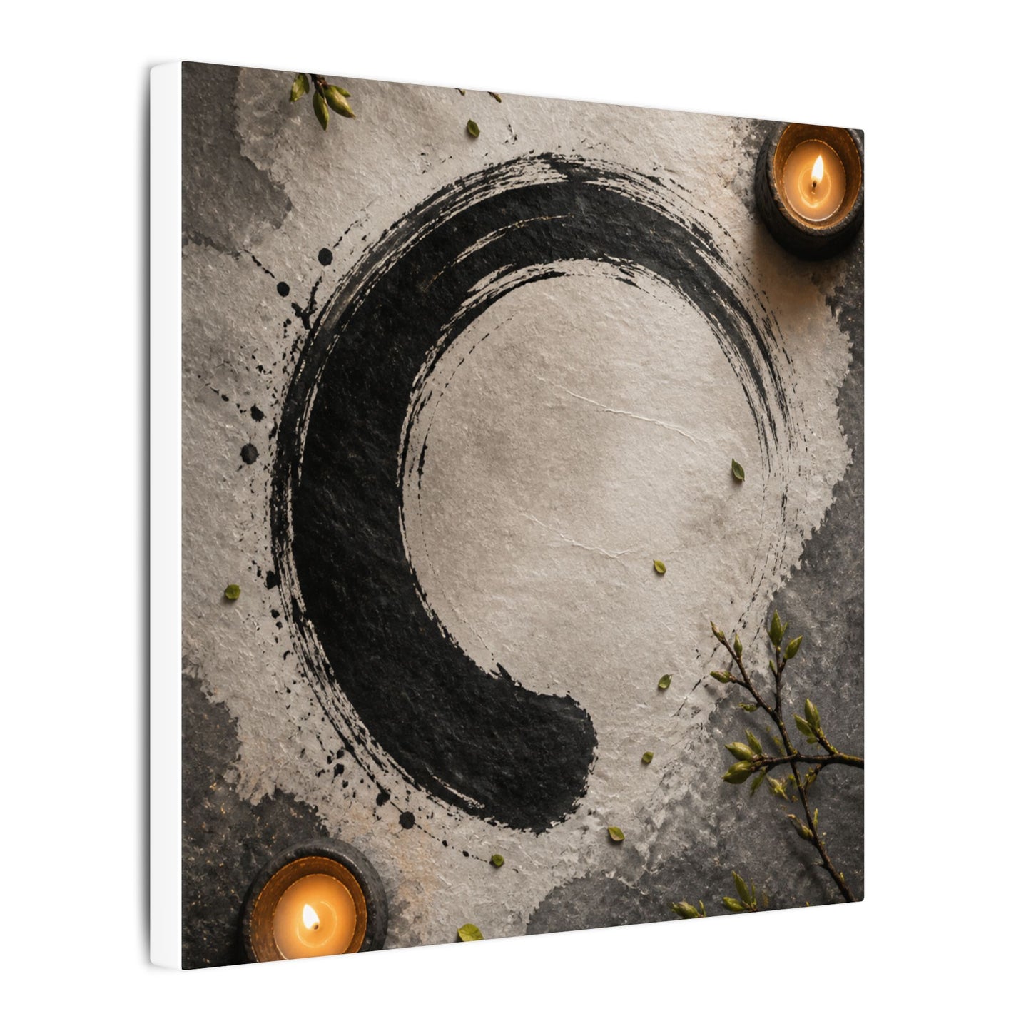 Candlelight Ink Brushstroke Canvas Art - Zen Ma