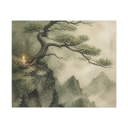 Candlelight Pine Tree Canvas Art - Japandi Kanso