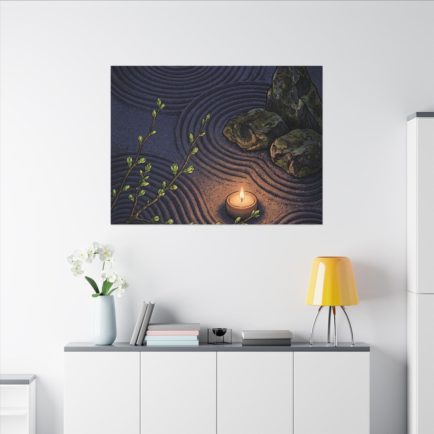 Mono No Aware Rock Garden Canvas Art - Zen Ukiyo E Inspired