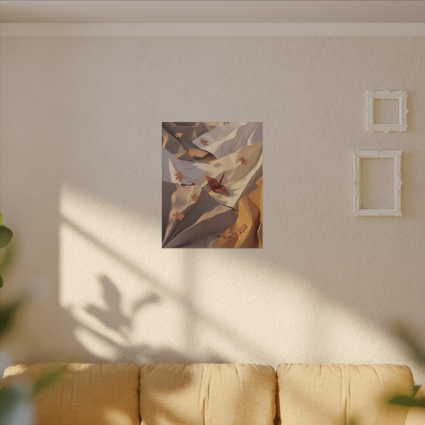Autumn Paper Fold Minimal Line Canvas Art | Cozy Decor
