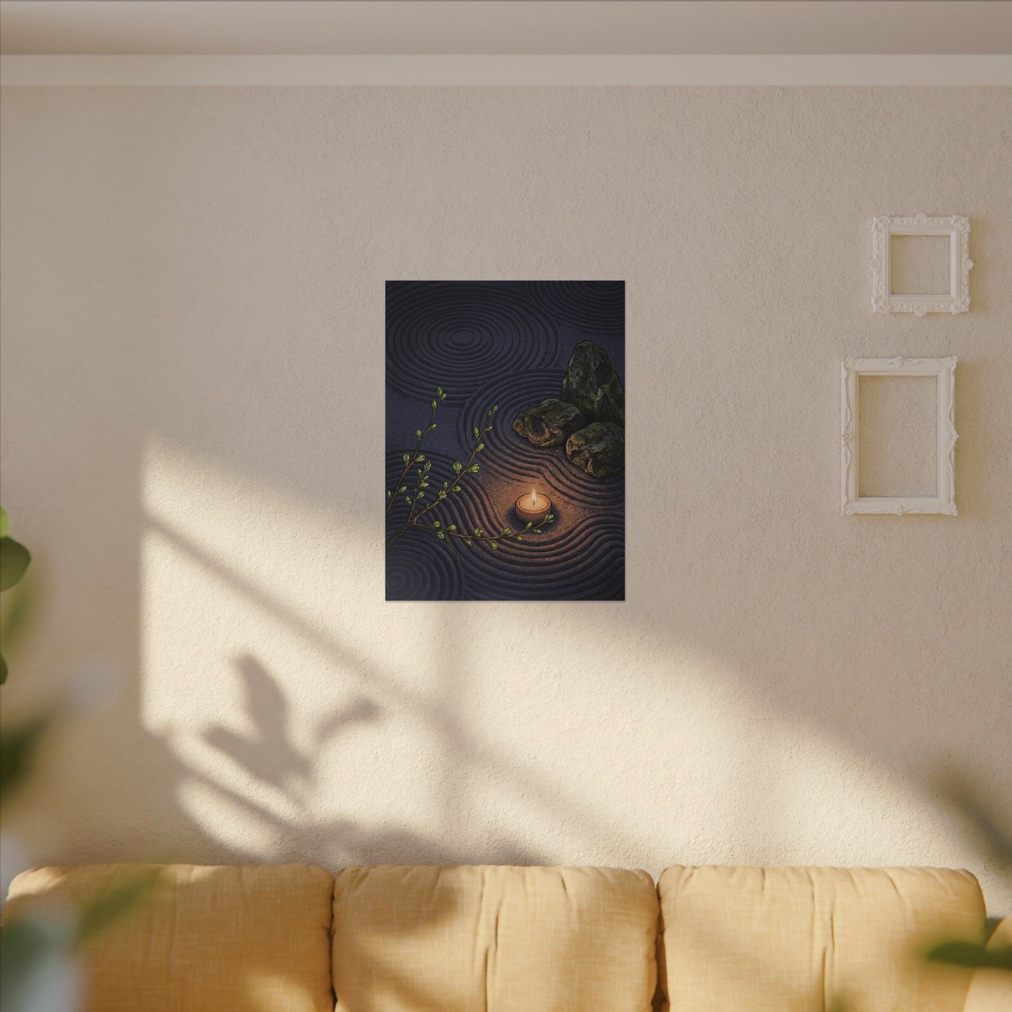 Mono No Aware Rock Garden Canvas Art - Zen Ukiyo E Inspired