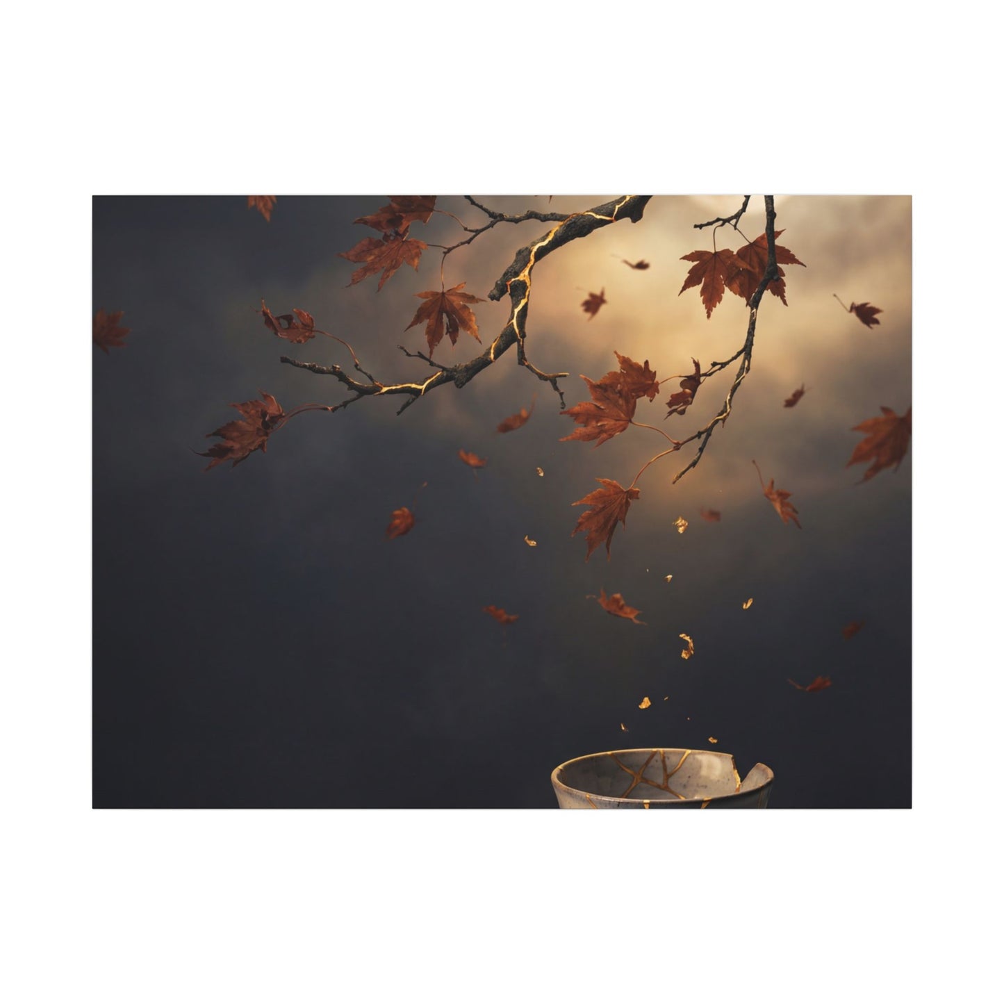 Moonlit Garden Gold Repair Canvas Art | Beautiful Kintsugi Art Art Print