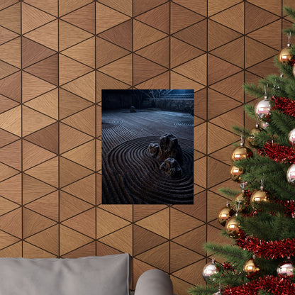Bold Rock Garden Wall Art Print - Moody Minimal Dark Japandi
