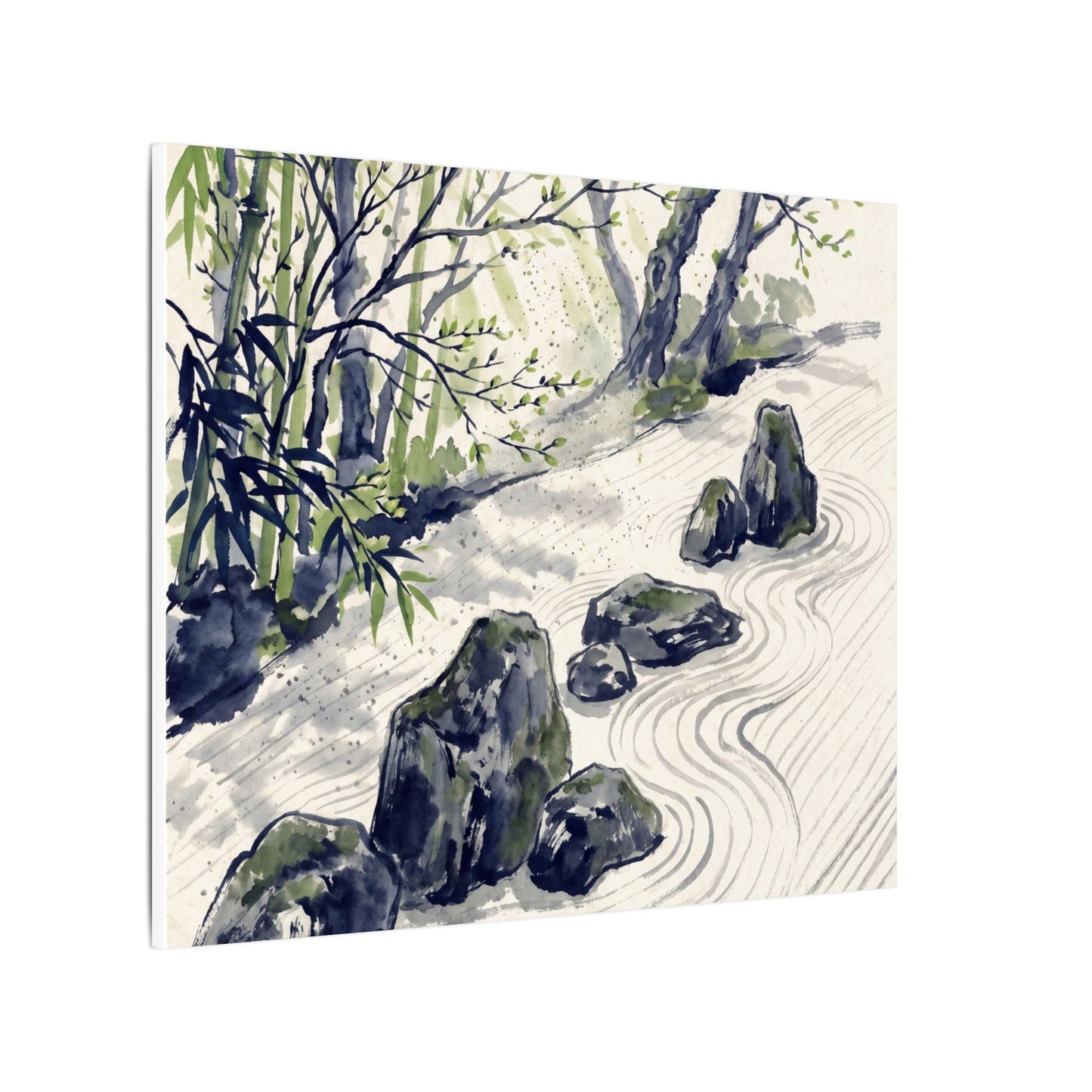 Dappled Rock Garden Canvas Art - Zen Mono No Aware