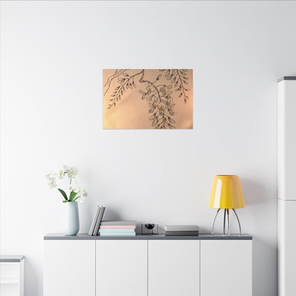 Japandi Wisteria in Candlelight | Minimal Line Canvas Art