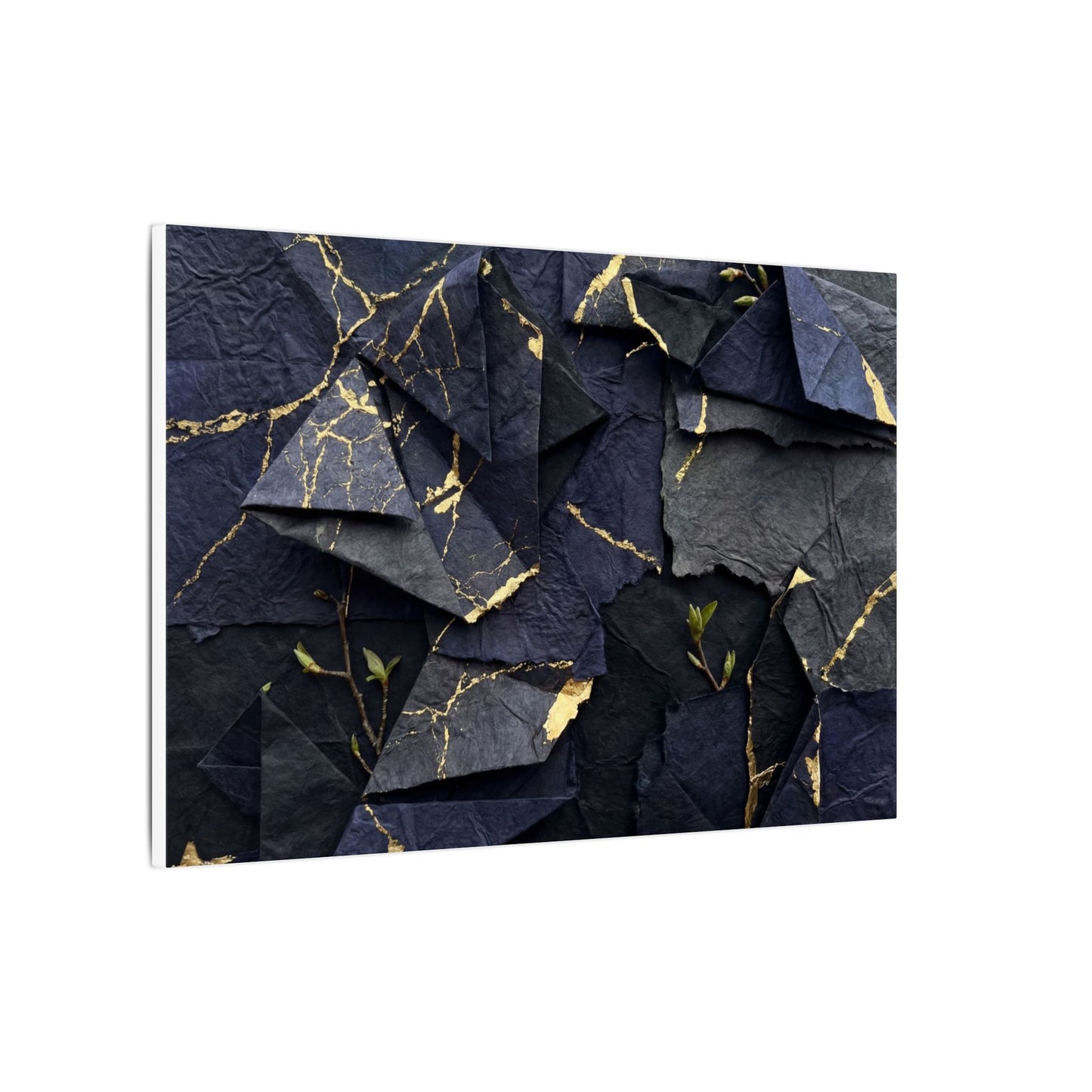 Beautiful Paper Fold Canvas Art - Crackle Gold Kintsugi