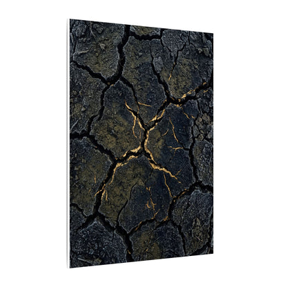 Overcast Cracked Earth Canvas Art - Dark Japandi Ma