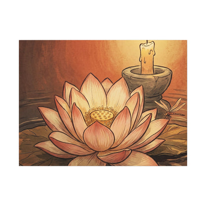 Lotus Flower Summer Canvas Art | Zen Contemplative Design