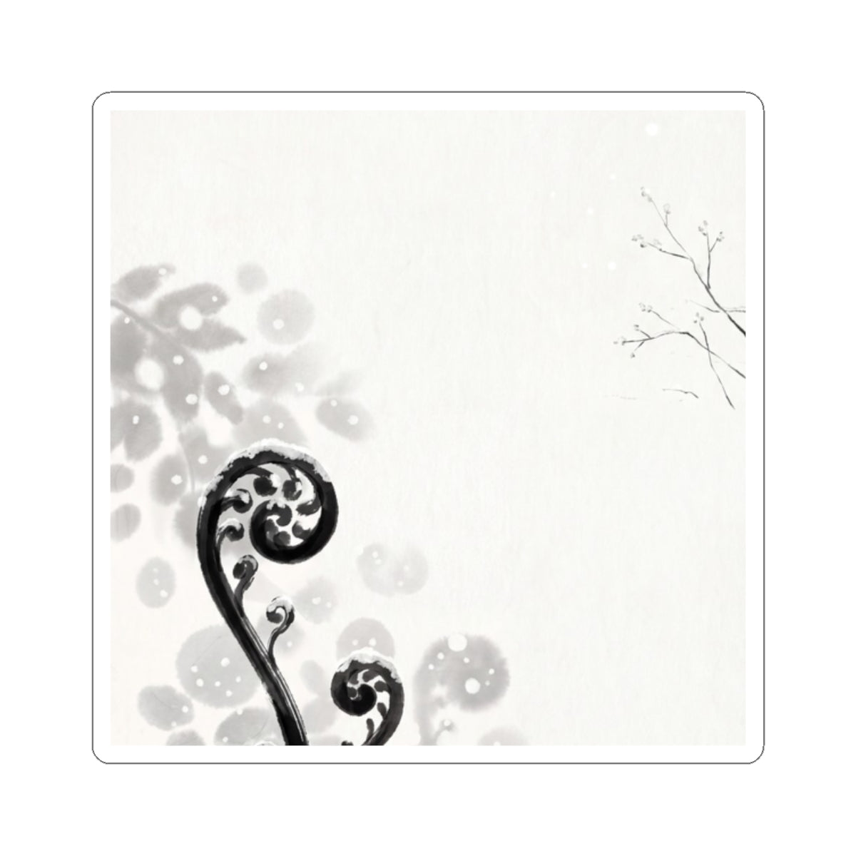 Peaceful Fern Unfurling Sticker - Ukiyo E Inspired Zen Art Print