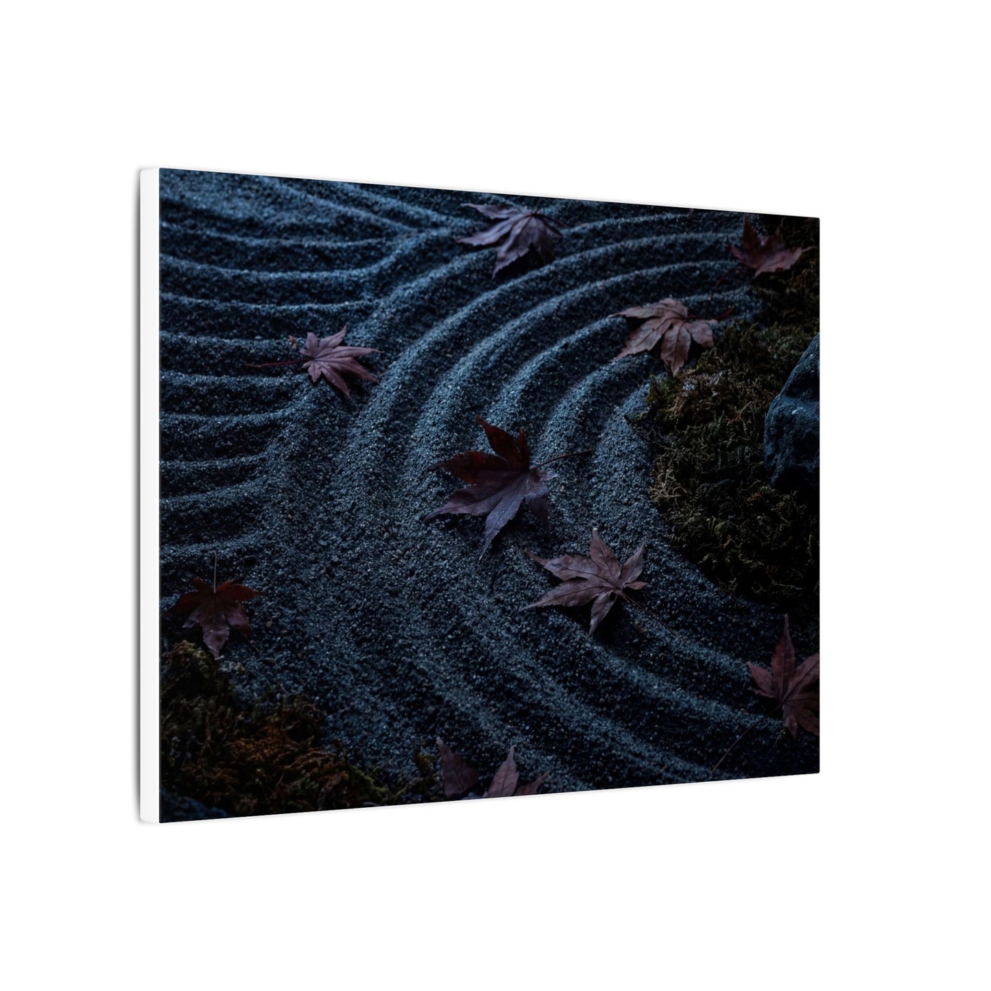Rock Garden Canvas Art | Autumn Dark Japandi Dark Texture Art