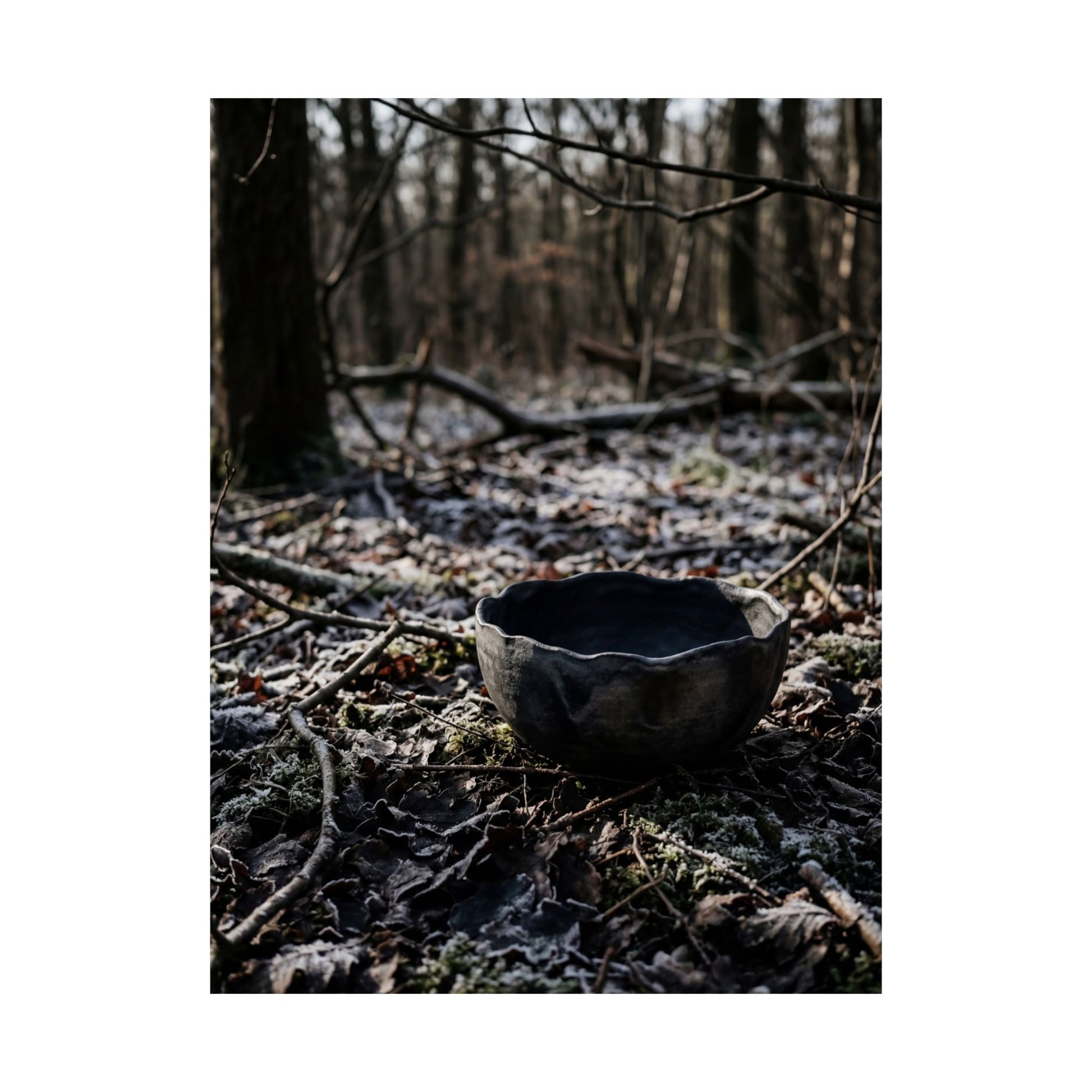 Atmospheric Ceramic Bowl Wall Art Print - Shadow Zen Dark Japandi Art Print