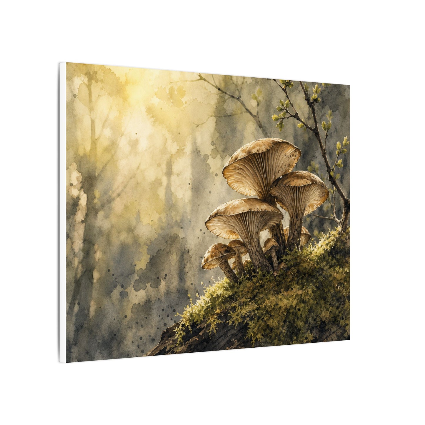 Wild Mushrooms Canvas Art | Spring Japandi Watercolor Art