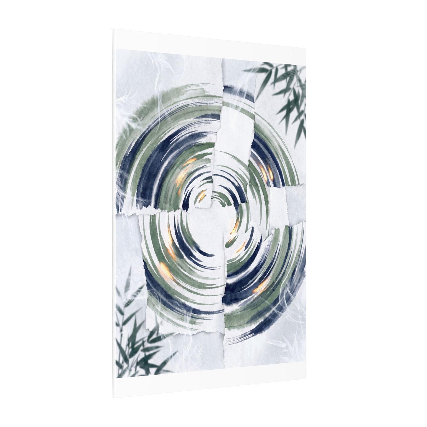Winter Water Ripple Sumi E Canvas Art | Peaceful Decor
