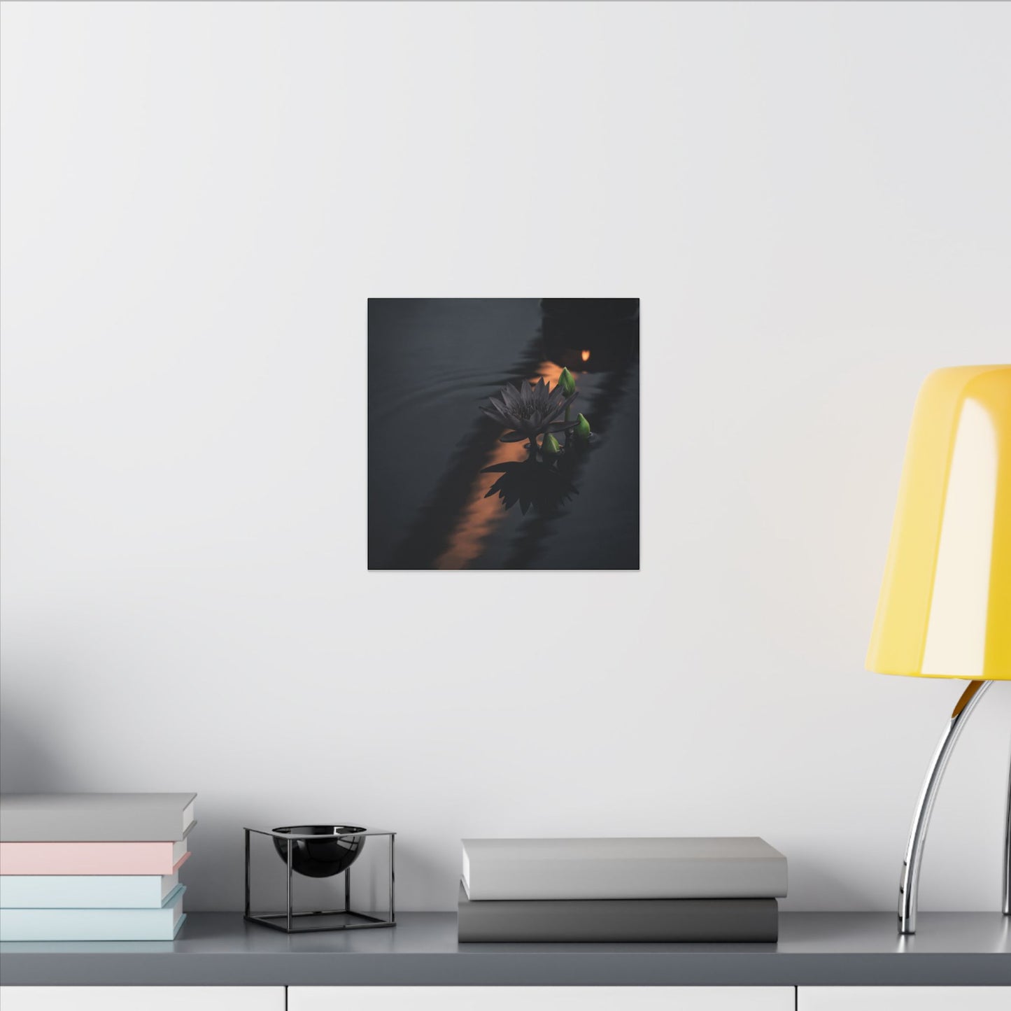 Seijaku Lotus Flower Canvas Art - Dark Japandi Shadow Zen