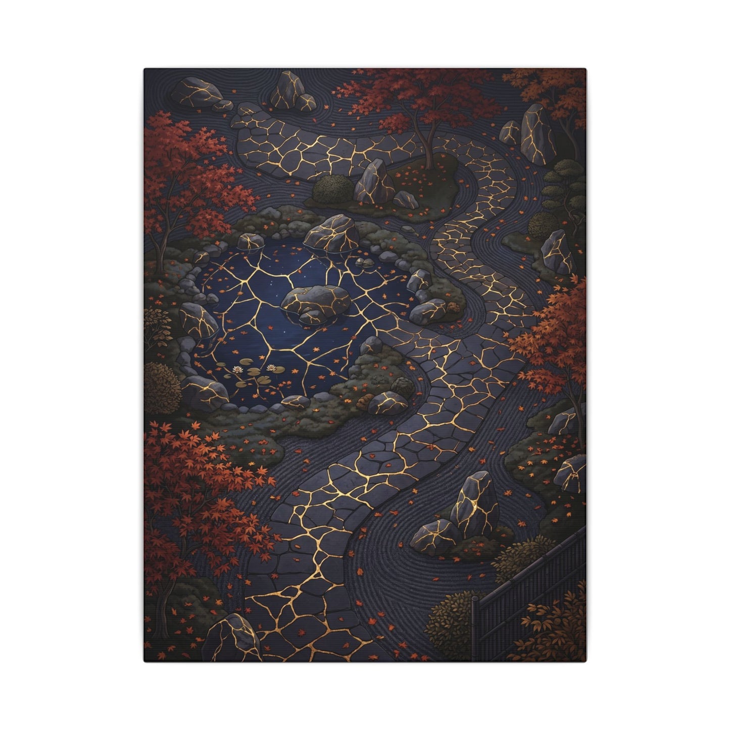 Moonlit Garden Gold Vein Canvas Art | Resilient Kintsugi Art
