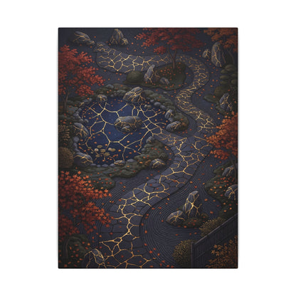 Moonlit Garden Gold Vein Canvas Art | Resilient Kintsugi Art