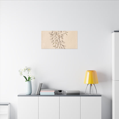 Japandi Wisteria in Golden Hour | Minimal Line Canvas Art