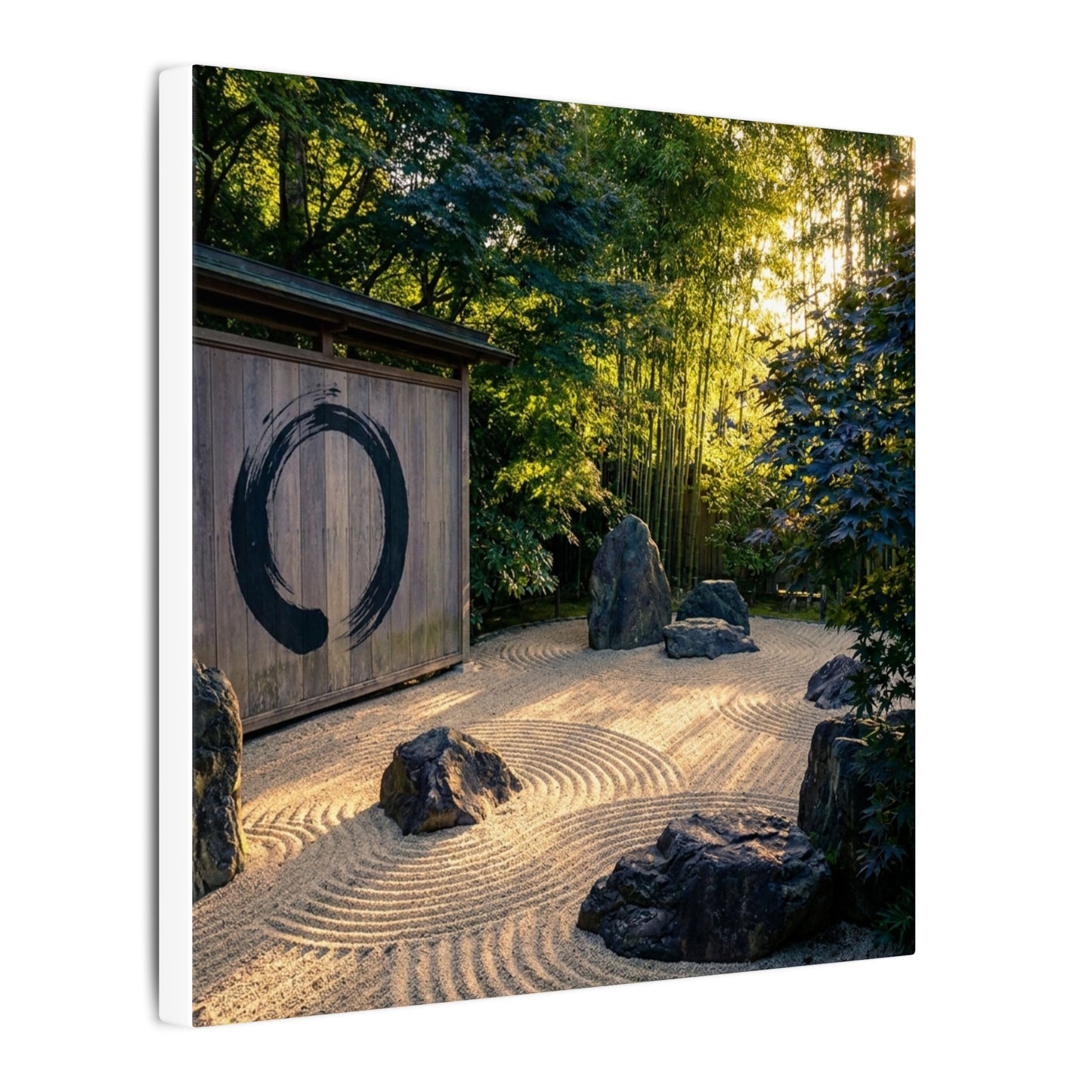 Rock Garden Enso Canvas Art | Tranquil Zen Art