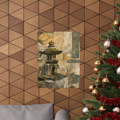 Shibui Stone Lantern Wall Art Print - Japandi Texture