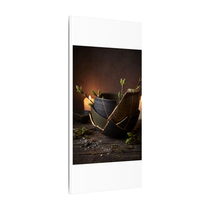 Broken Pottery Spring Canvas Art | Dark Japandi Luxurious Design