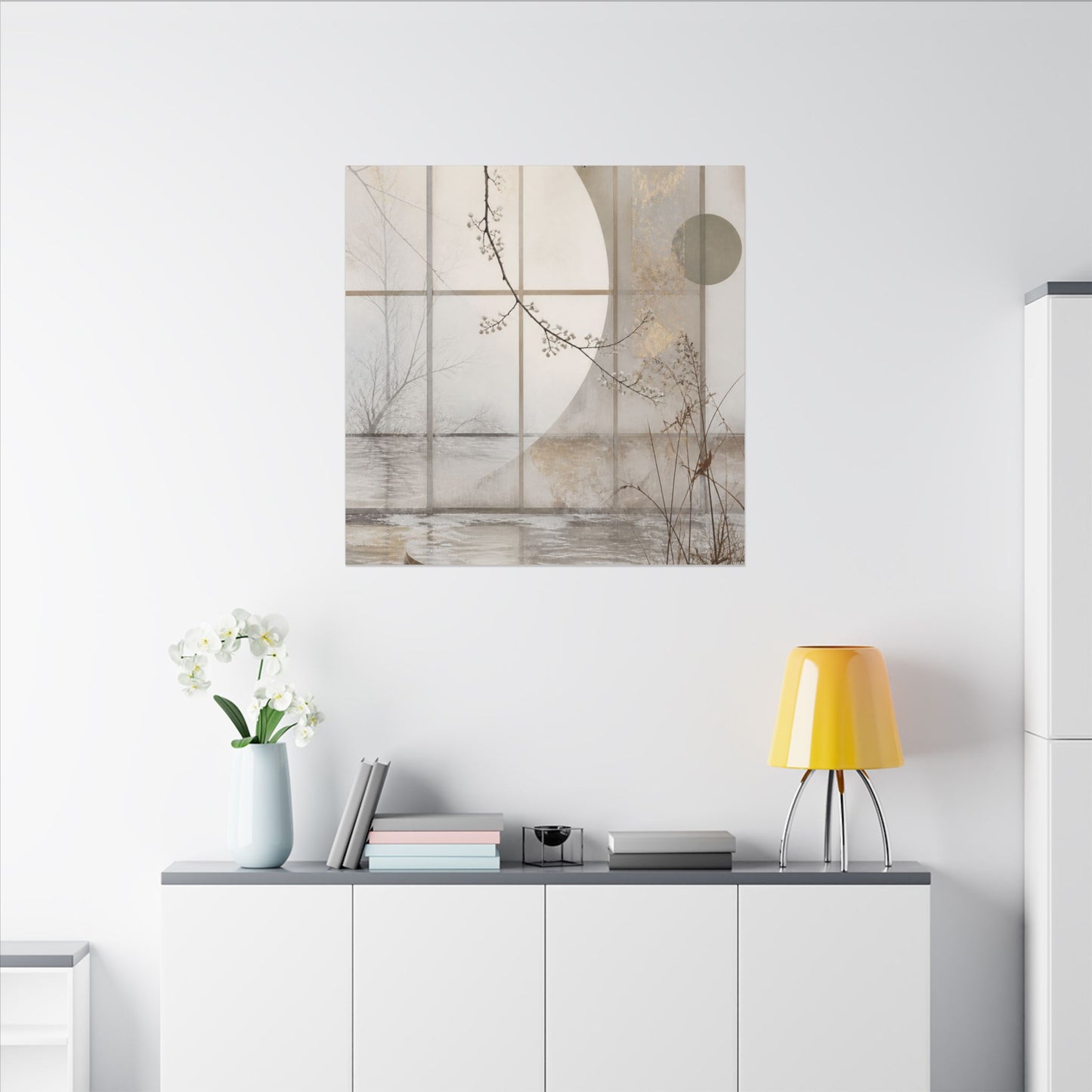 Winter Shoji Screen Japanese Pattern Canvas Art | Elegant Decor