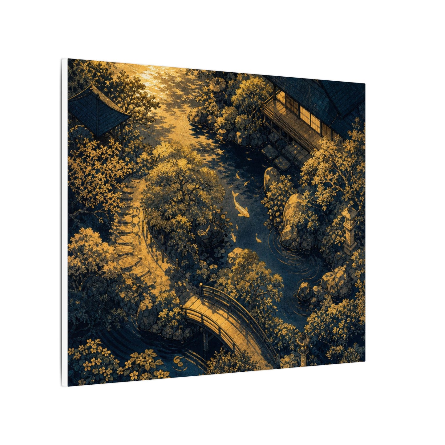 Contemplative Moonlit Garden Canvas Art - Ukiyo E Inspired Zen