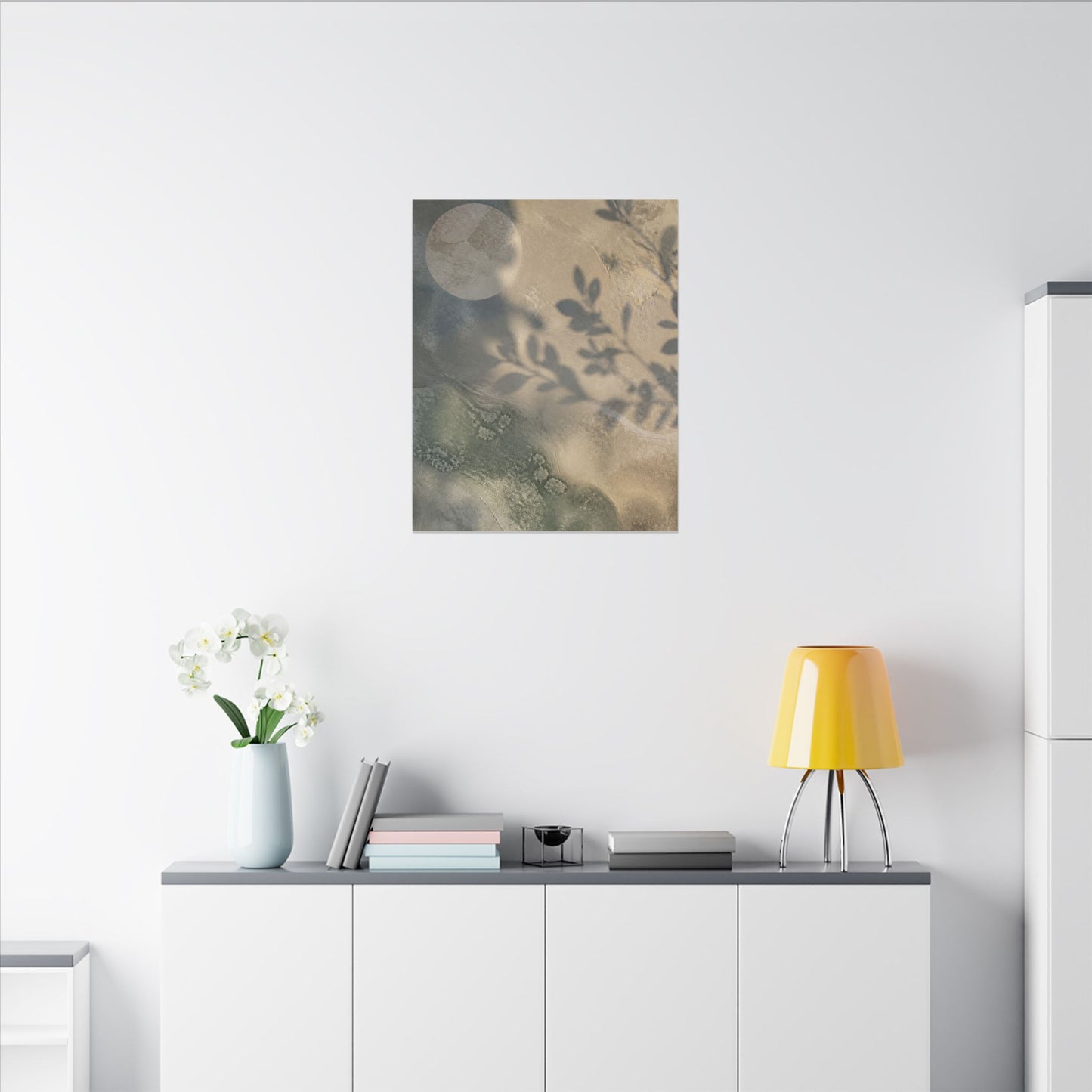 Japandi Shadow Play in Moonlight | Texture Canvas Art