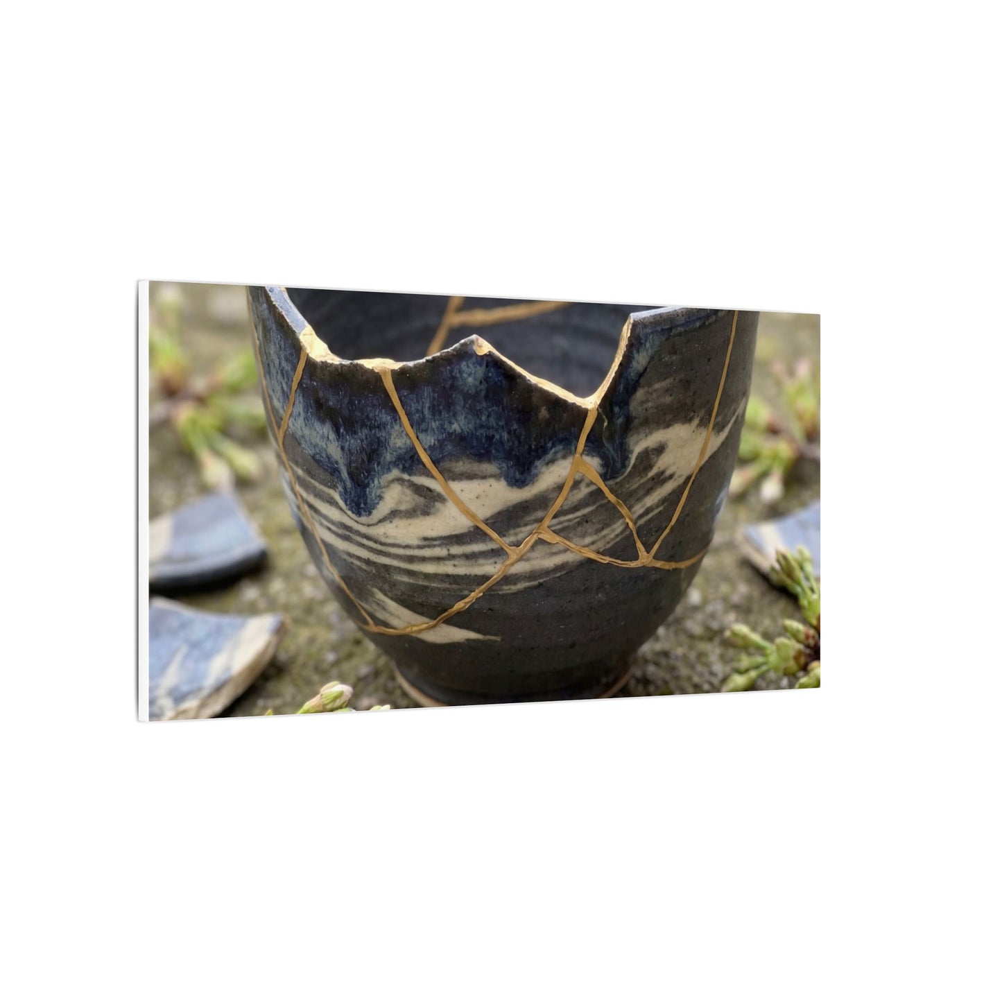 Datsuzoku Ceramic Bowl Canvas Art - Kintsugi Gold Repair