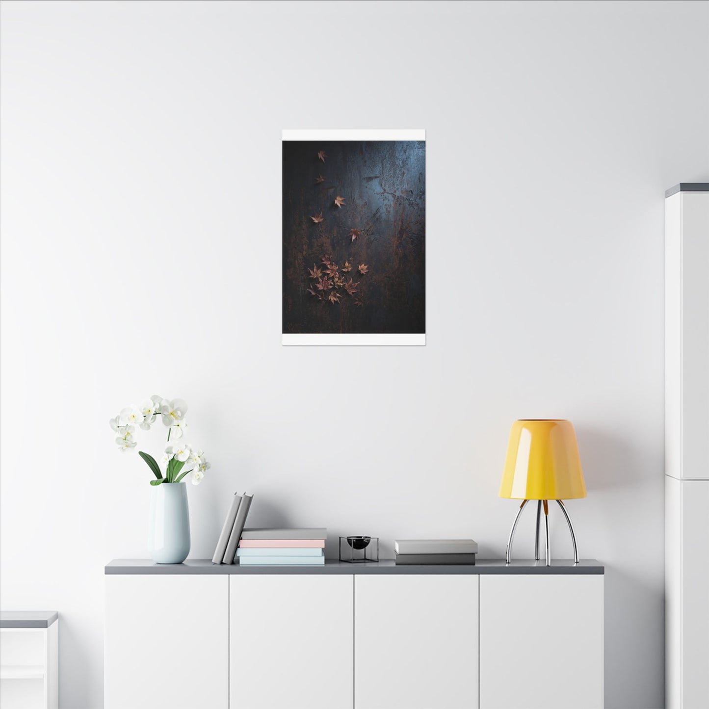 Moonlight Rust Patina Canvas Art - Dark Japandi Mono No Aware