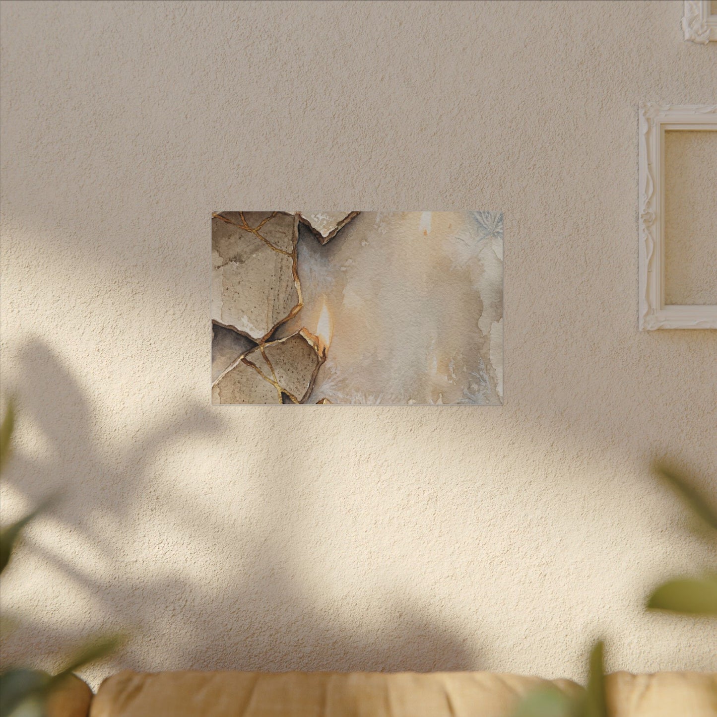 Broken Pottery Winter Canvas Art | Japandi Warm Design