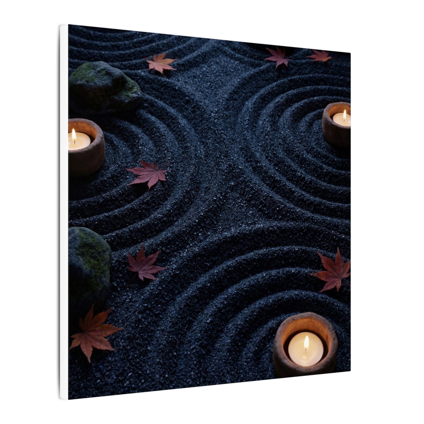 Seijaku Rock Garden Canvas Art - Dark Japandi Dark Texture