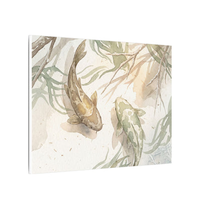Koi Pond Canvas Art | Winter Japandi Watercolor Art