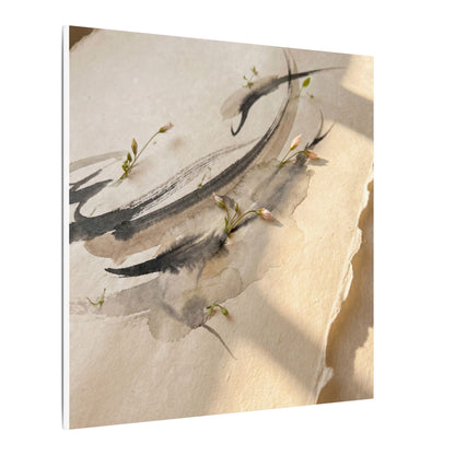 Ink Brushstroke Watercolor Canvas Art | Neutral Japandi Art