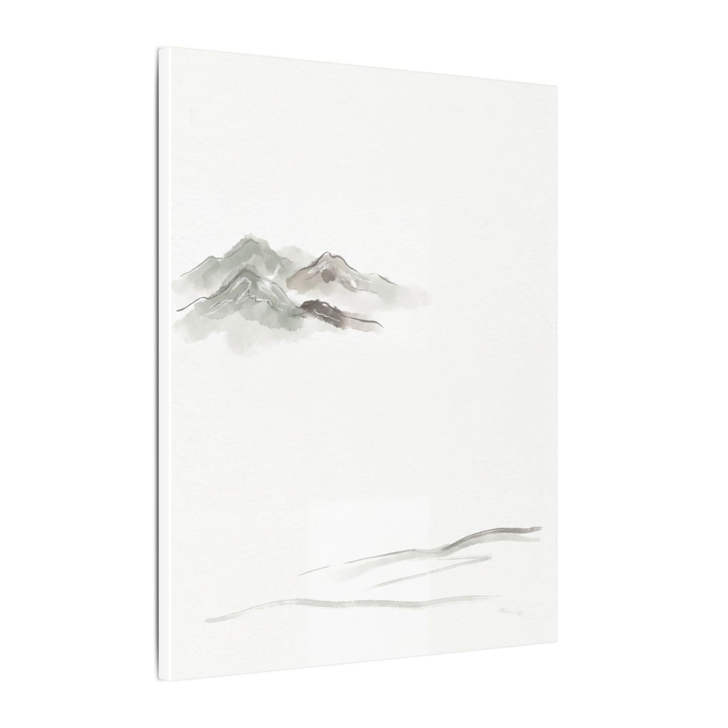 Winter Mountain Mist Minimal Line Canvas Art | Elegant Decor