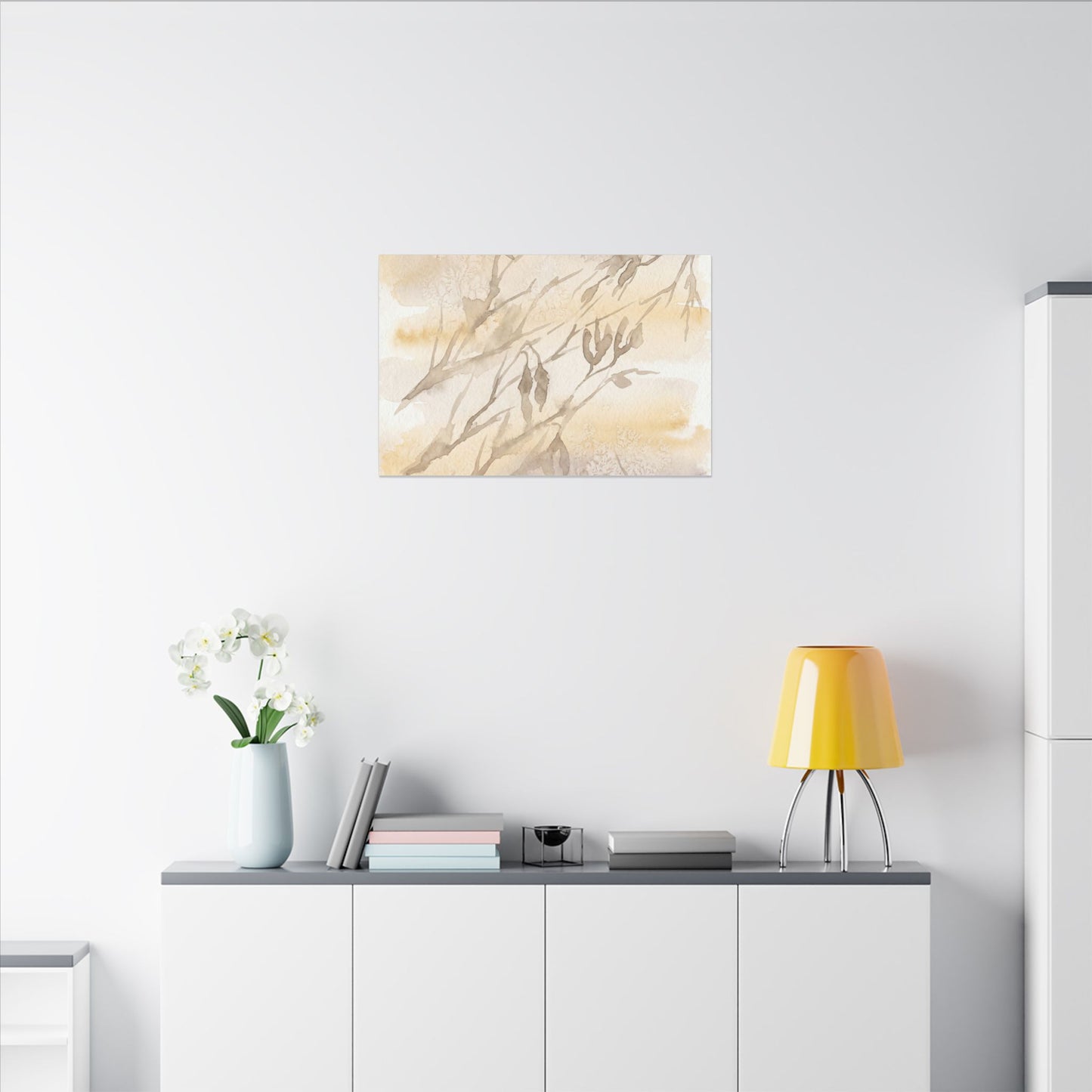 Shadow Play Winter Canvas Art | Japandi Warm Design