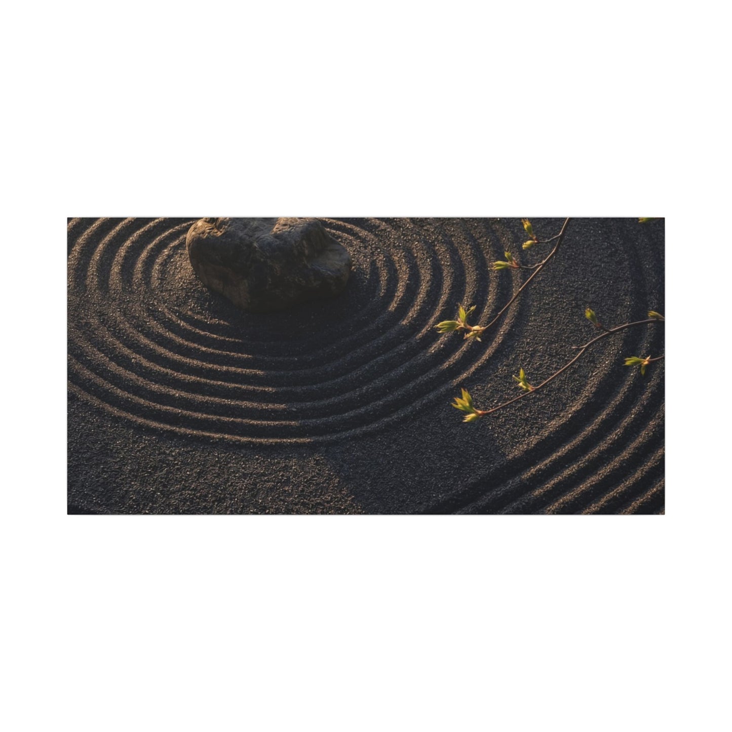 Rock Garden Shadow Zen Canvas Art | Bold Dark Japandi Art