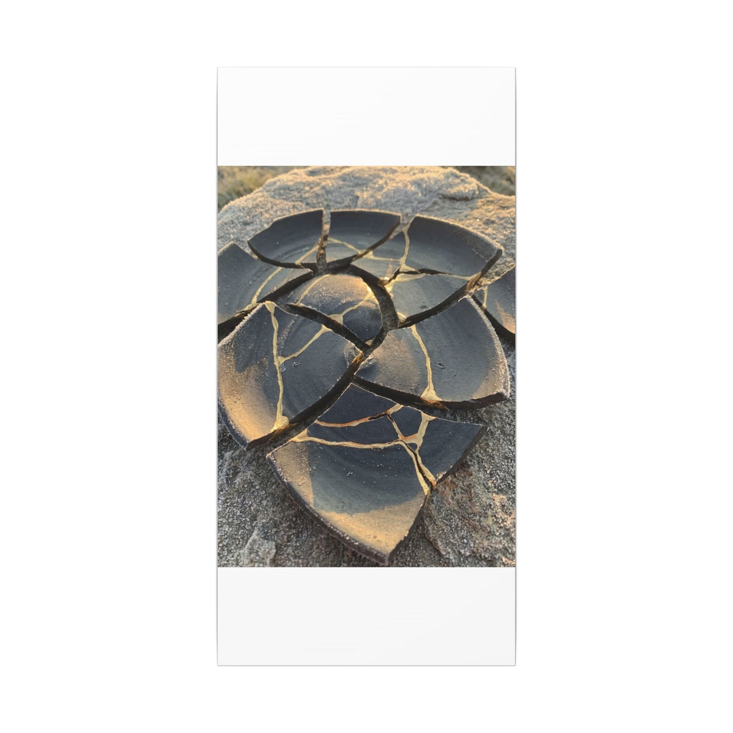 Broken Pottery Winter Canvas Art | Kintsugi Resilient Design