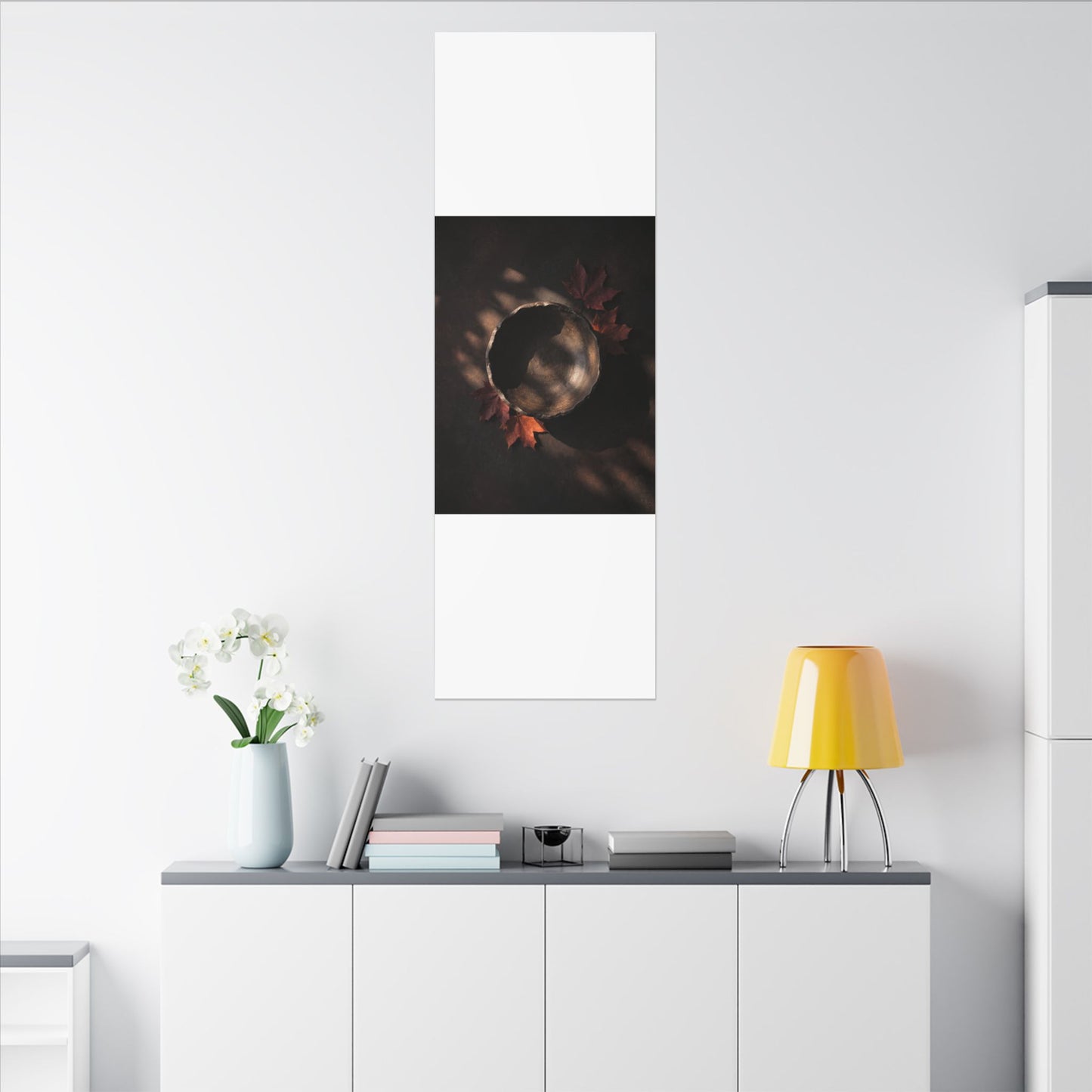 Ceramic Bowl Canvas Art | Autumn Dark Japandi Dark Texture Art