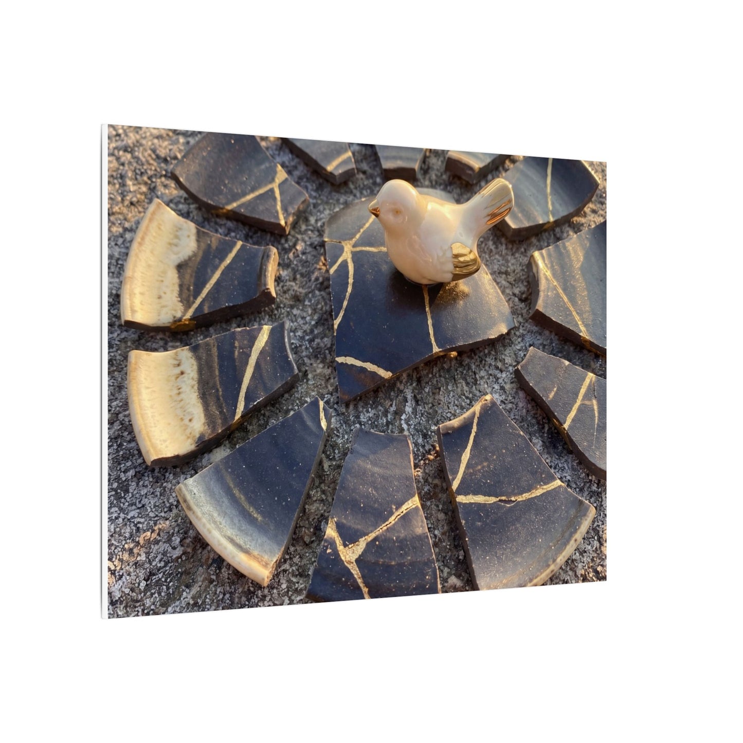 Golden Hour Broken Pottery Canvas Art - Kintsugi Datsuzoku