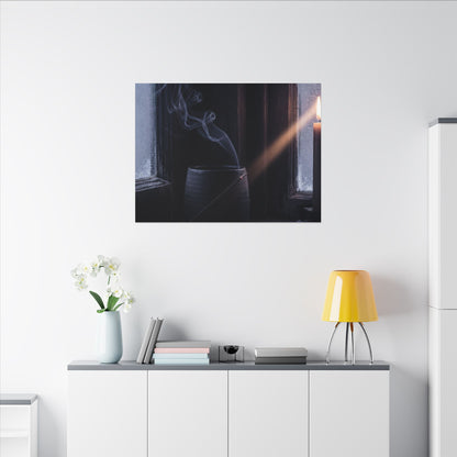 Incense Smoke Winter Canvas Art | Dark Japandi Sophisticated Design
